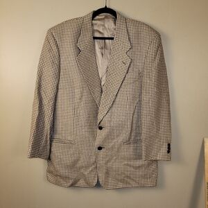 Vintage Bespoke Couture Micro‎ Houndstooth Wool Single Breasted Blazer